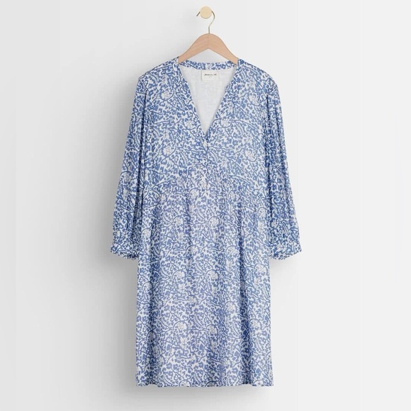 Maison 123 Calypso Blue / Silver Floral Shift Dress Size Medium / 6 - Picture 3 of 16